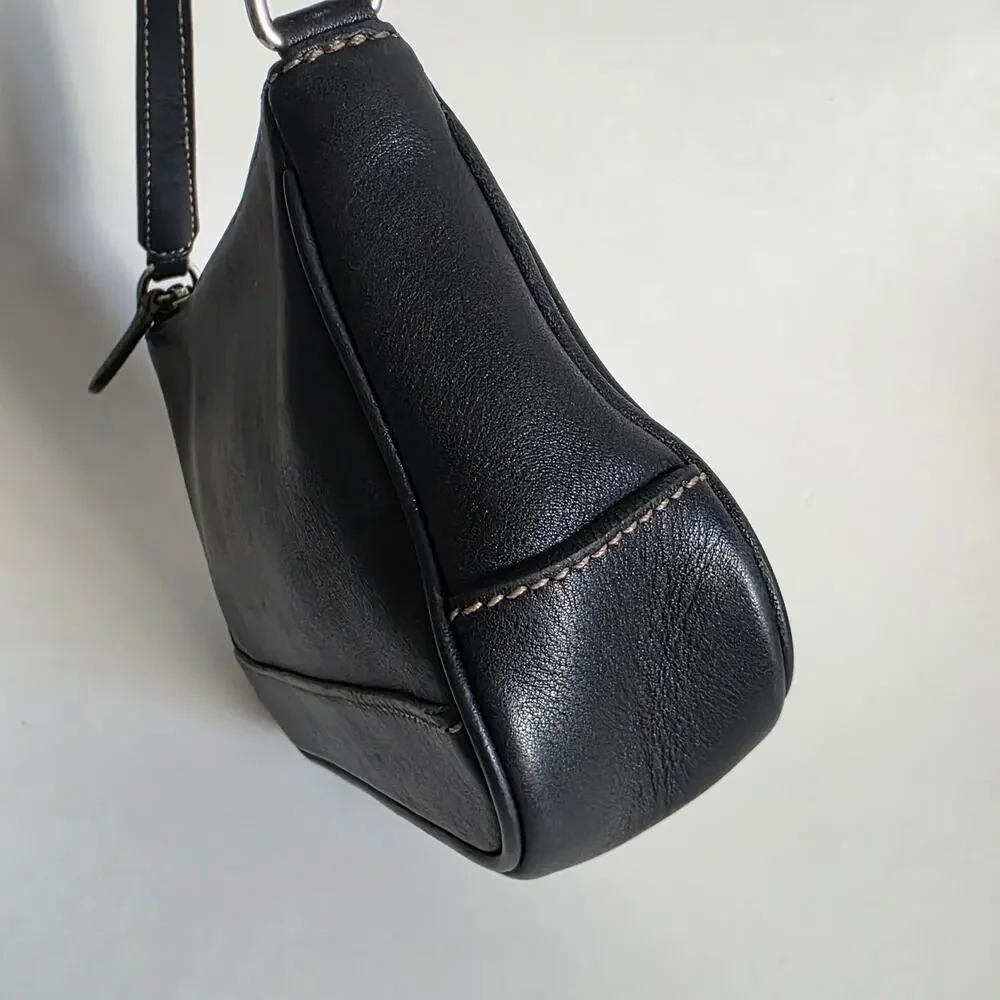 Coach Black Leather Mini Shoulder Bag Purse Style 7765